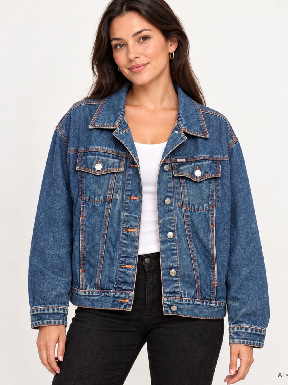 Crest Blue Denim Jean Jacket - Women's Relaxed Fit